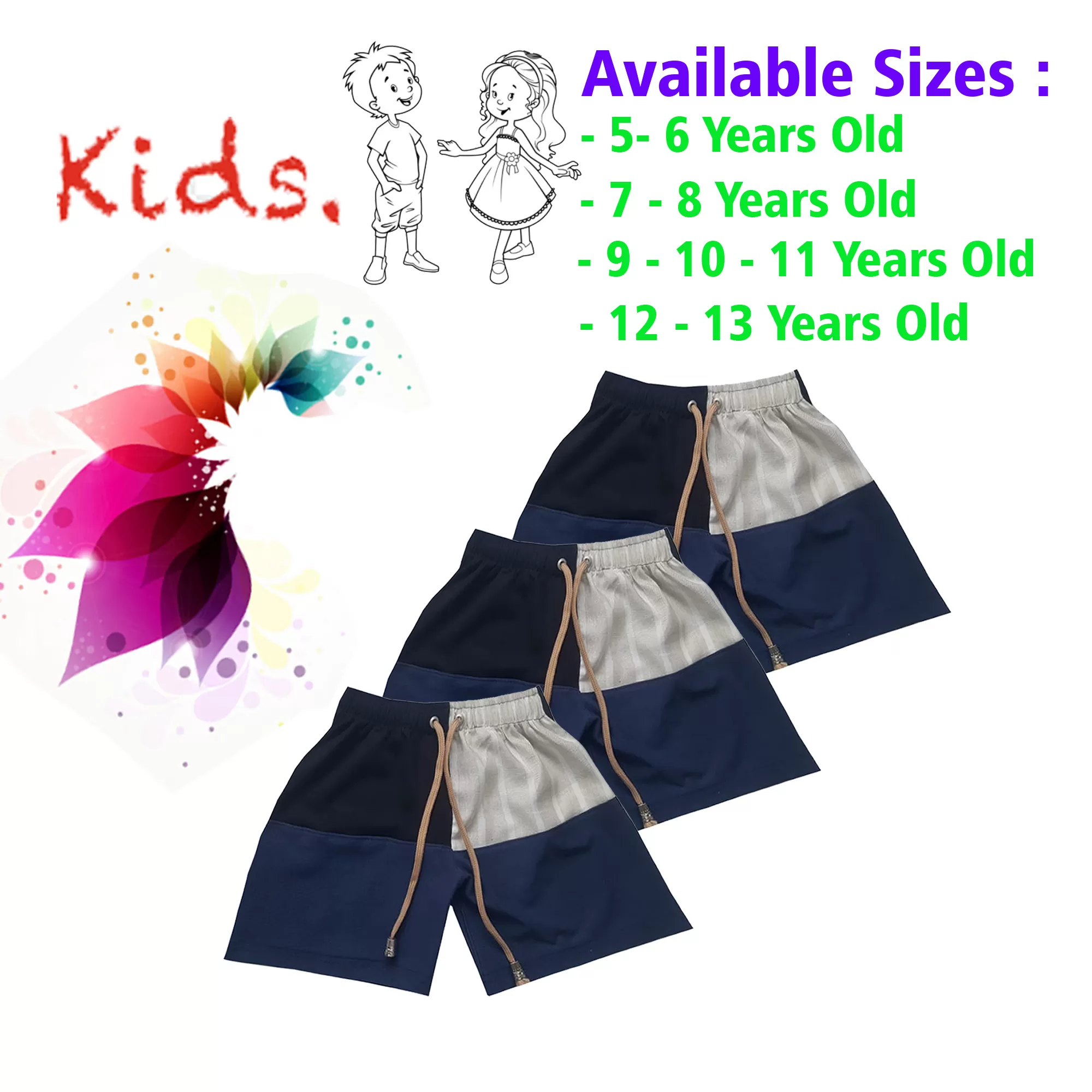 7-8 yrs Unisex Kids Boy & Girl Cotton Short - 3 PACK - image 1