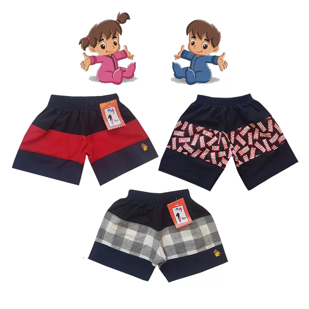 1-2 yrs Baby Cotton Short Pants  - 3 Pack - image 1