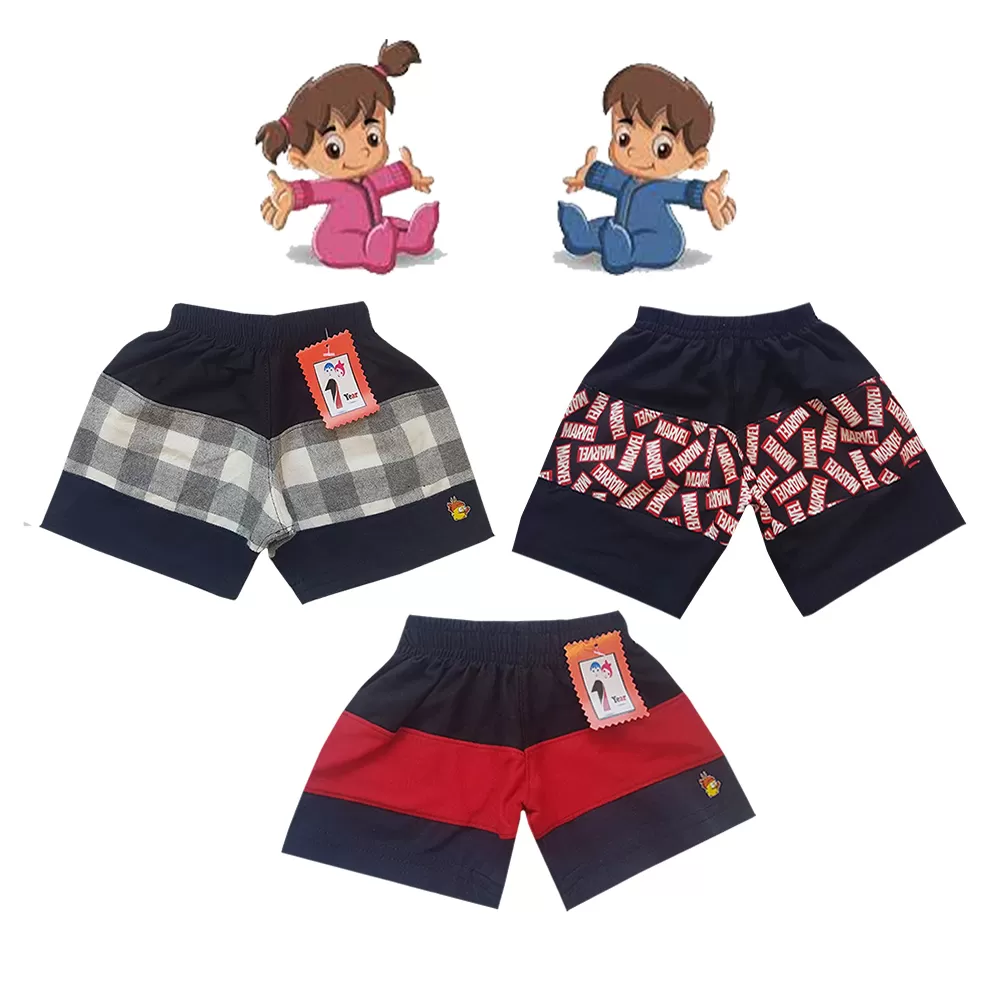1-2 yrs Baby Cotton Short Pants  - 3 Pack - image 1