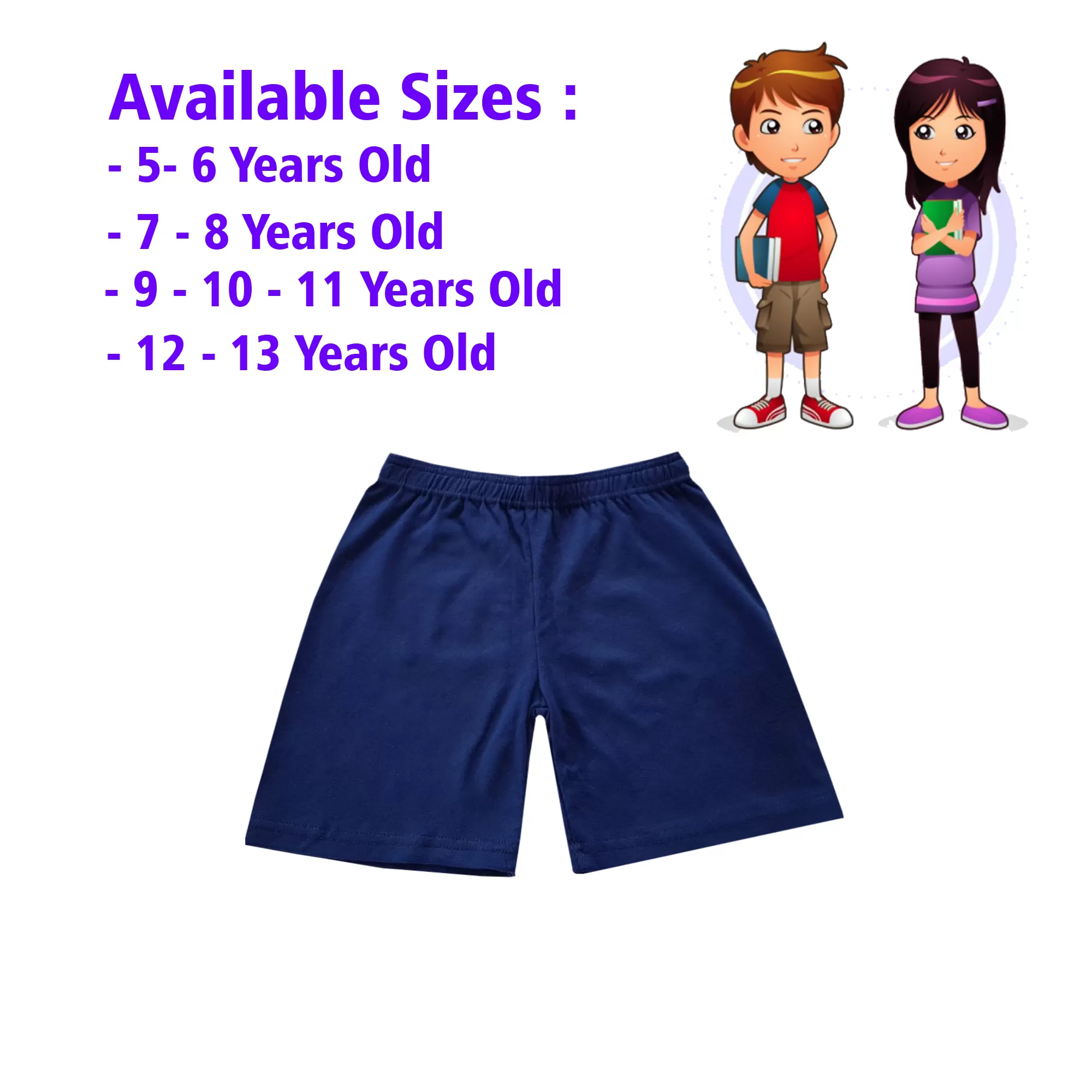 12-13 yrs Kids Boy & Girl Cotton Short Pants - 1PCs - image 1