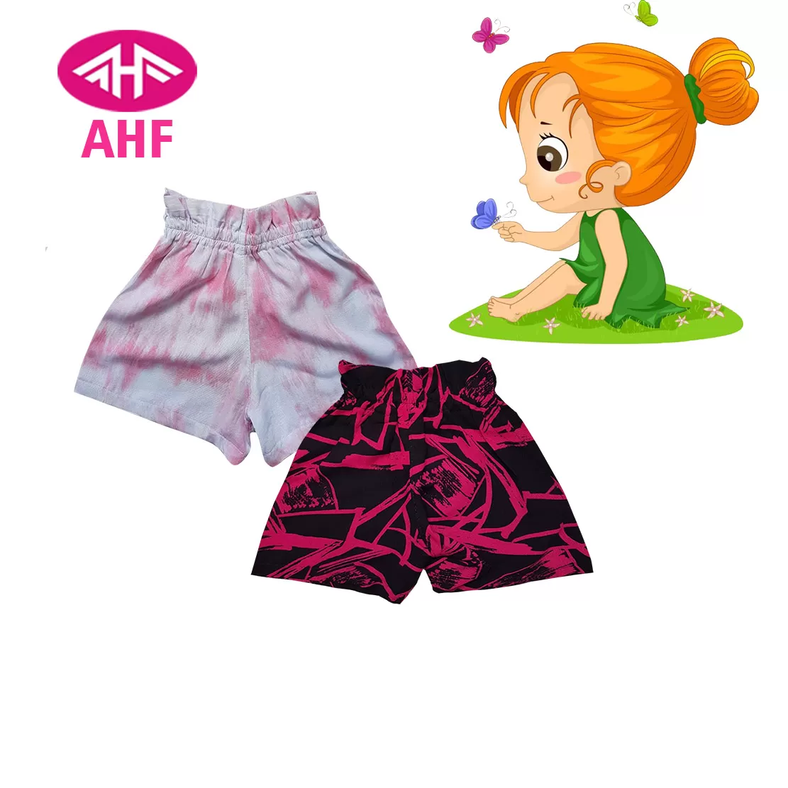 3-4 yrs AHF   Kid Girl Frill Viscose Short - 2 Pack - image 1