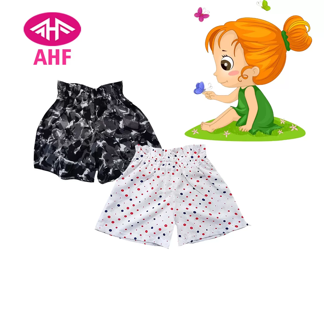 3-4 yrs AHF   Kid Girl Frill Viscose Short - 2 Pack - image 1