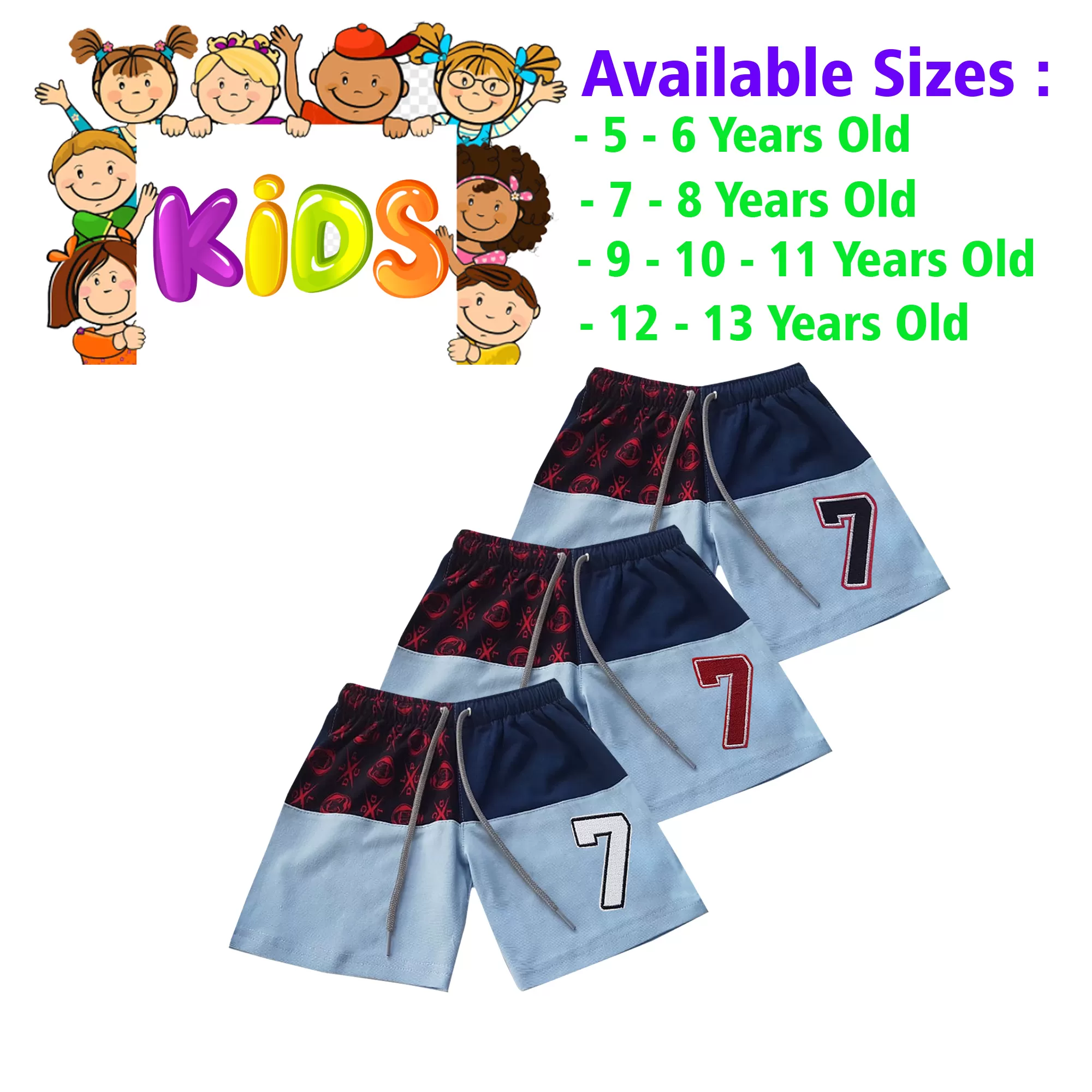 12-13 yrs Unisex Kids Boy & Girl Cotton Short - 3PCs - image 1