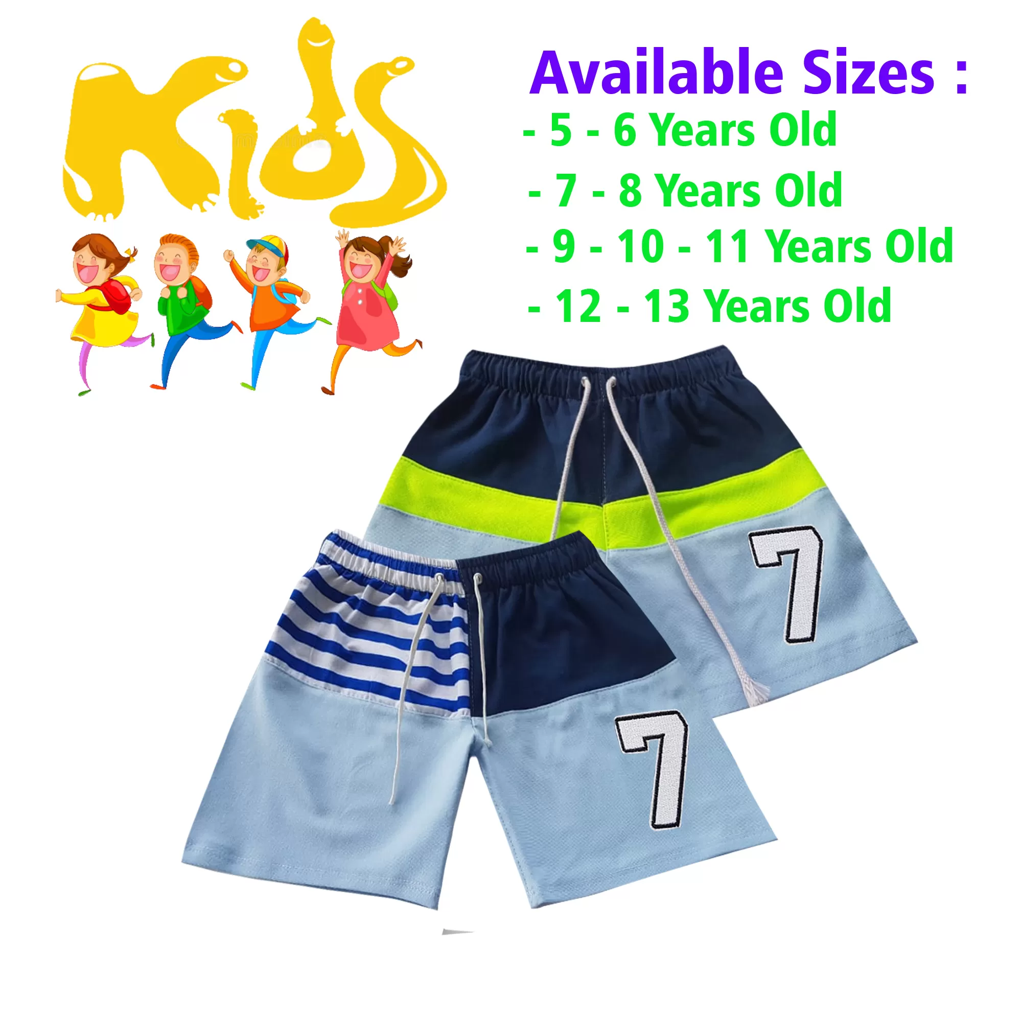 7-8 yrs Unisex Kids Boy & Girl Cotton Short - 2 PACK