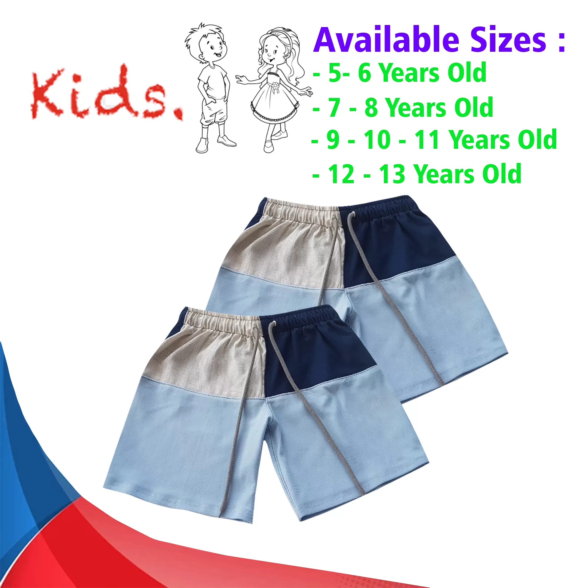 10-11 yrs Unisex Kids Boy & Girl Cotton Short - 2PCs - image 1