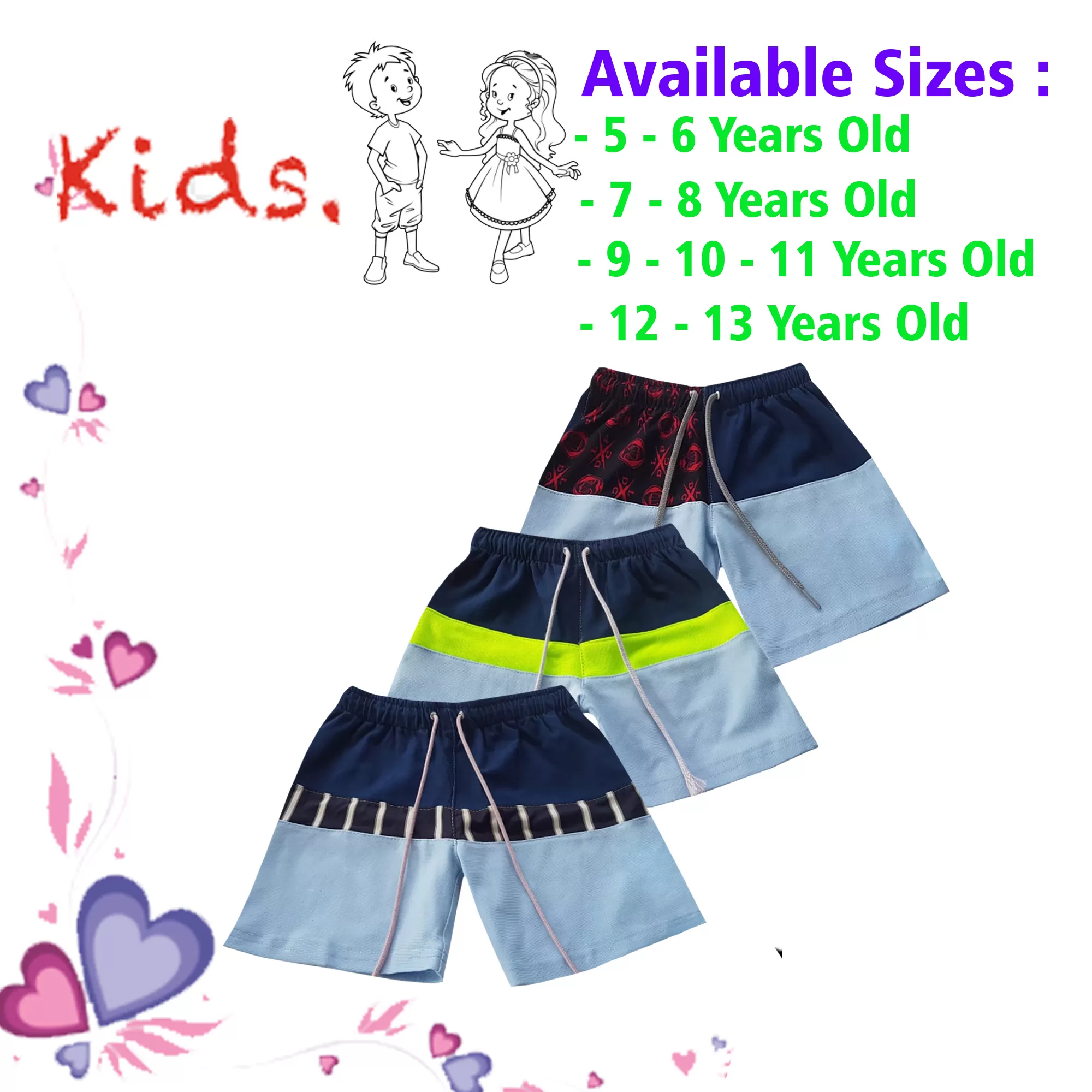 10-11 yrs Unisex Kids Boy & Girl Cotton Short - 3PCs - image 1