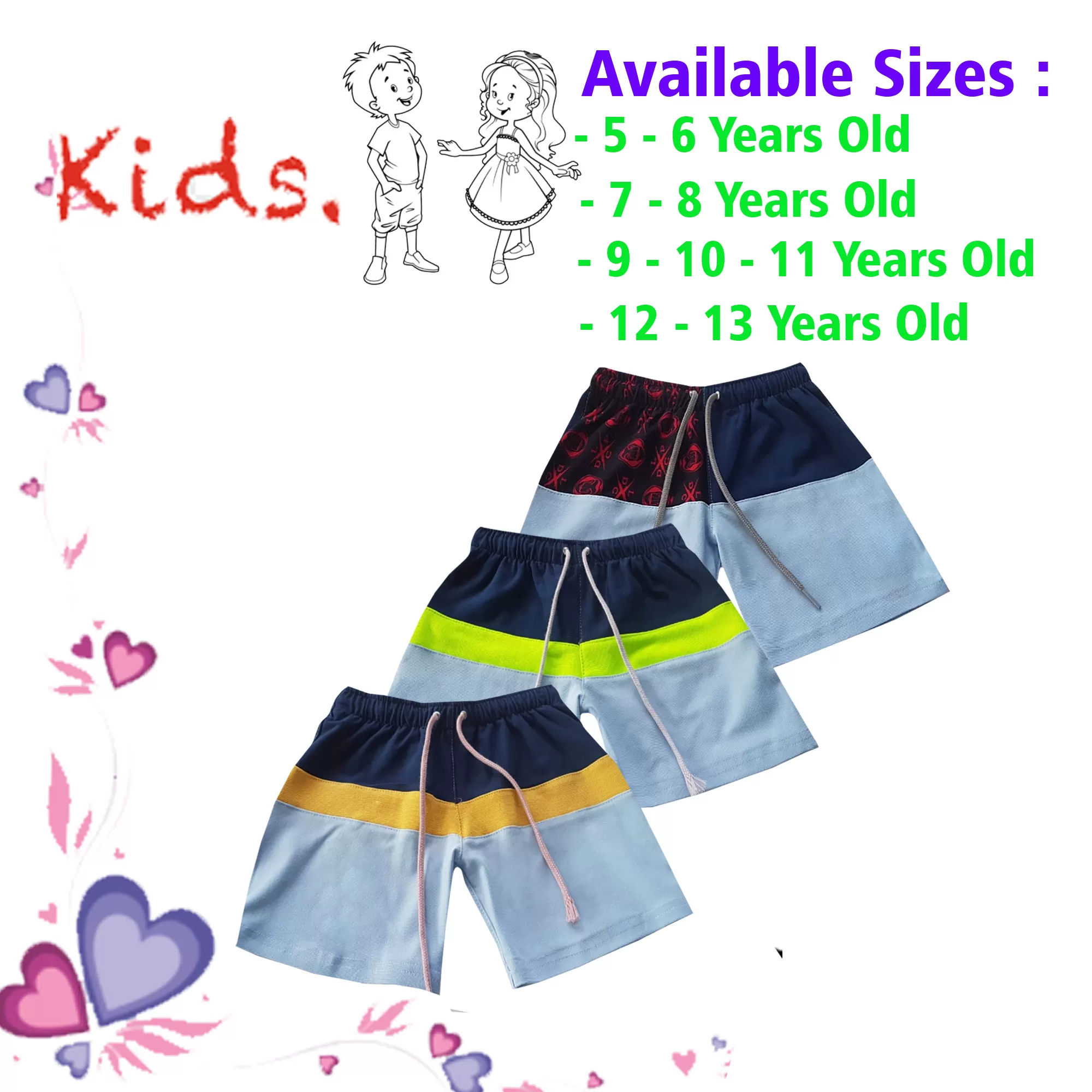 7-8 yrs Unisex Kids Boy & Girl Cotton Short - 3 PACK