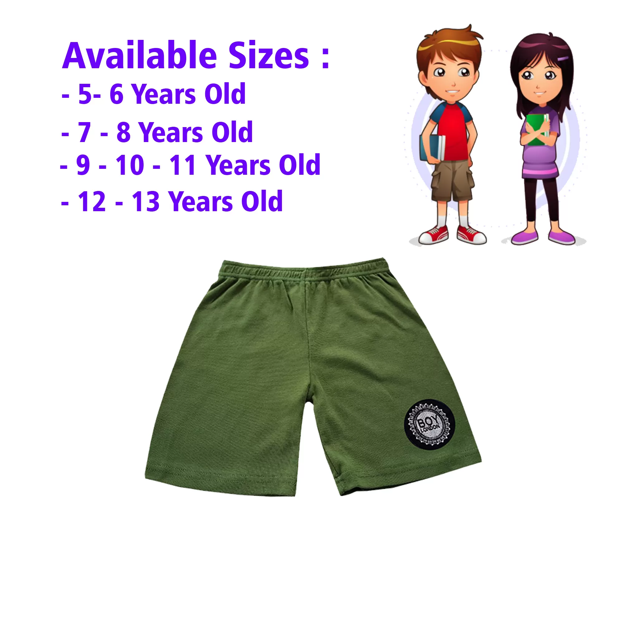12-13 yrs Kids Boy & Girl Cotton Short Pants - 1PCs - image 1