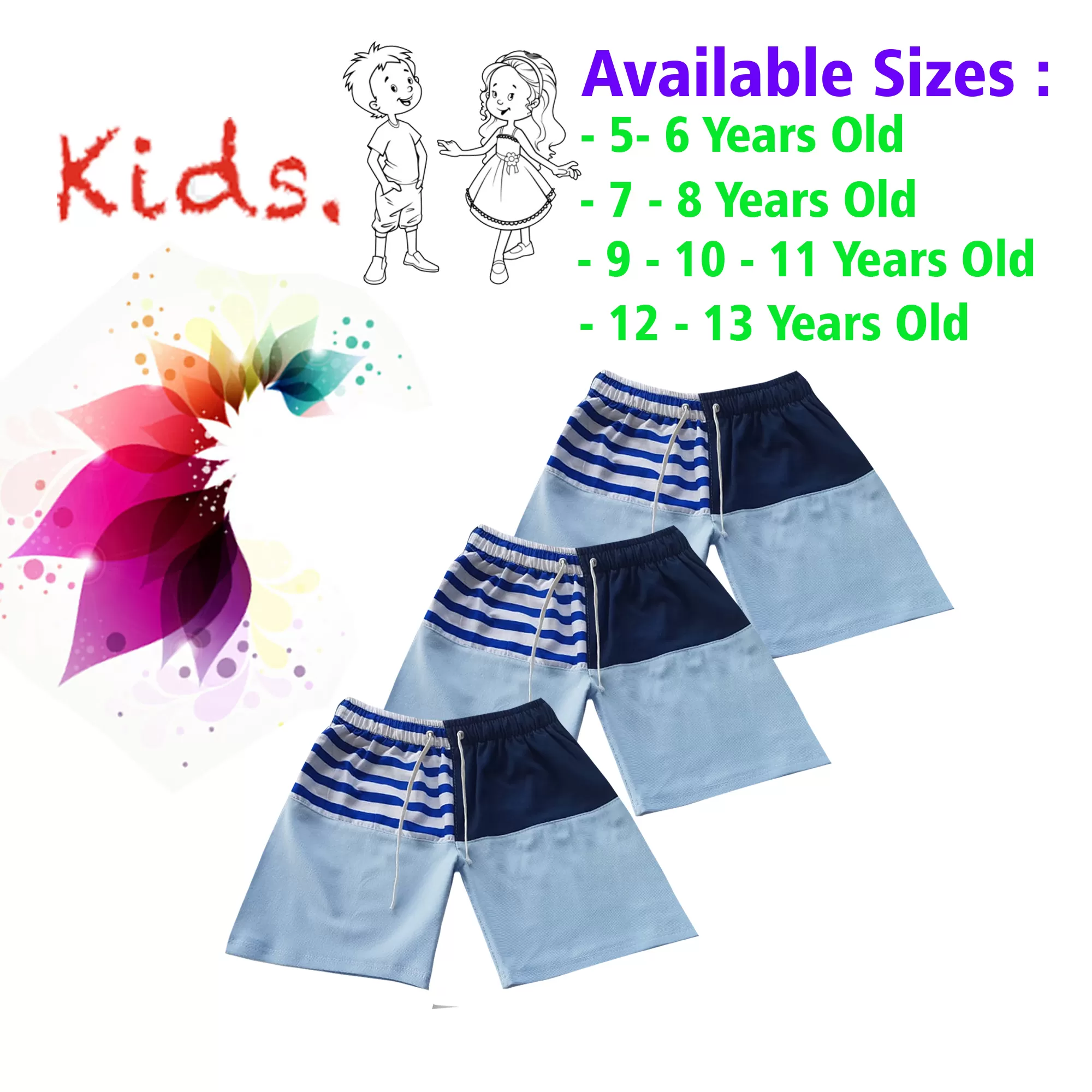 10-11 yrs Unisex Kids Boy & Girl Cotton Short - 3PCs - image 1