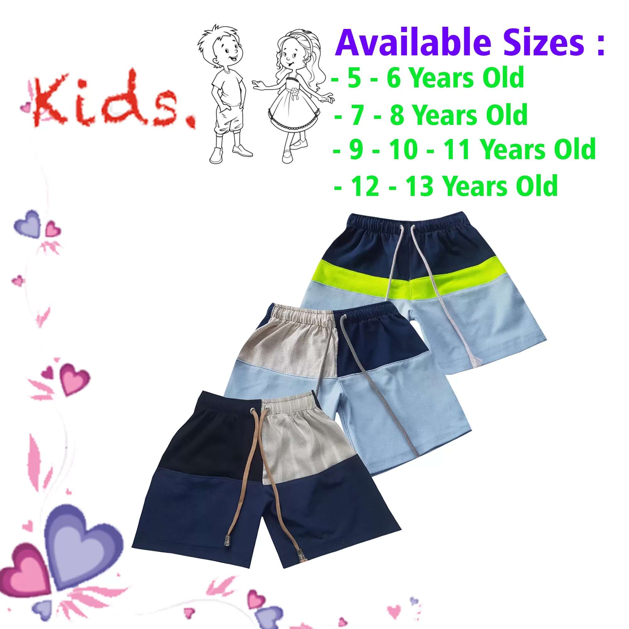 10-11 yrs Unisex Kids Boy & Girl Cotton Short - 3PCs - image 1
