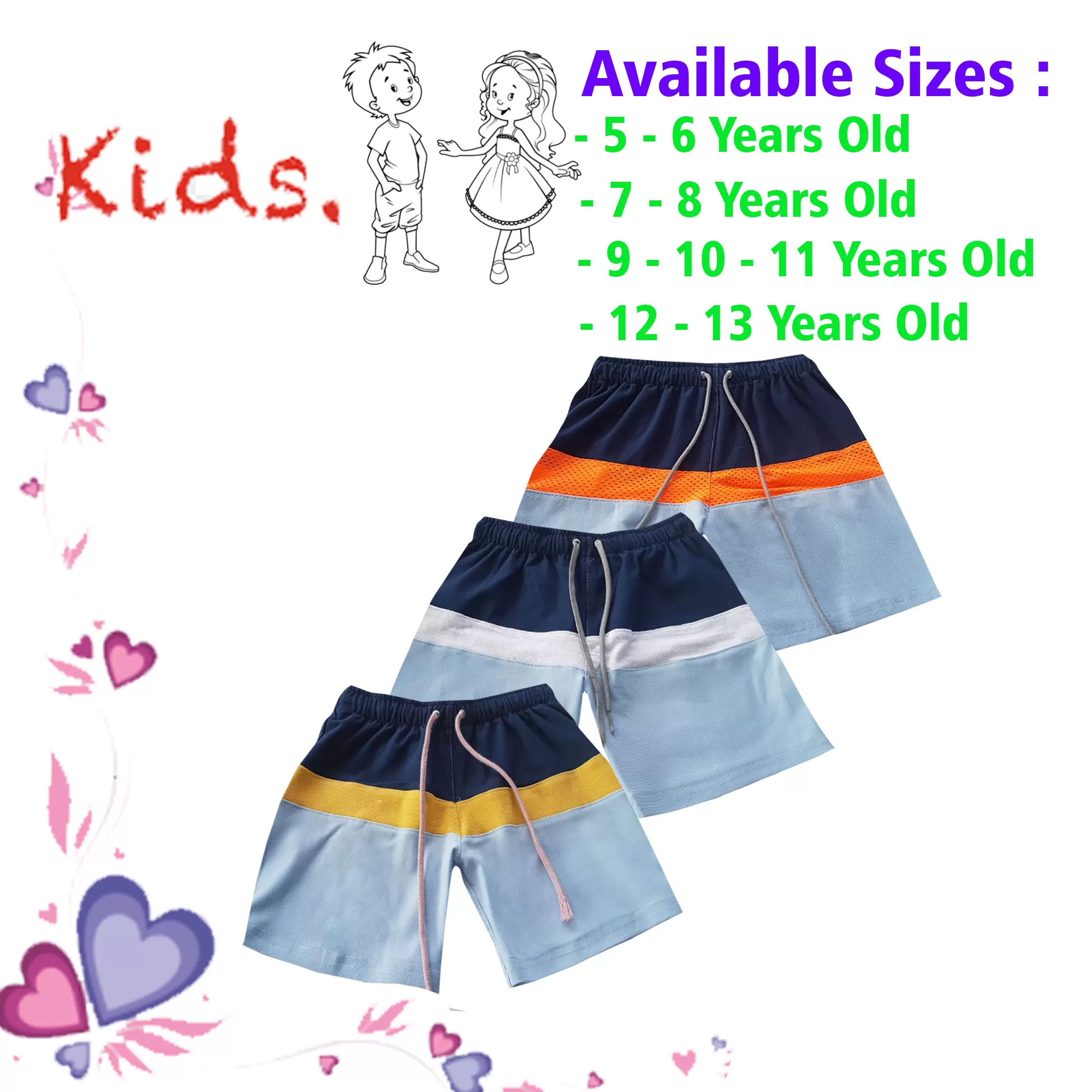 7-8 yrs Unisex Kids Boy & Girl Cotton Short - 3 PACK - image 1