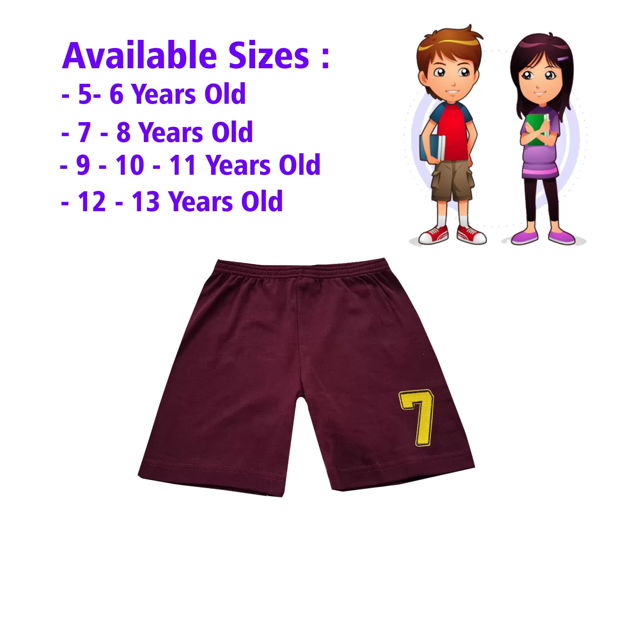 12-13 yrs Kids Boy & Girl Cotton Short Pants - 1PCs - image 1