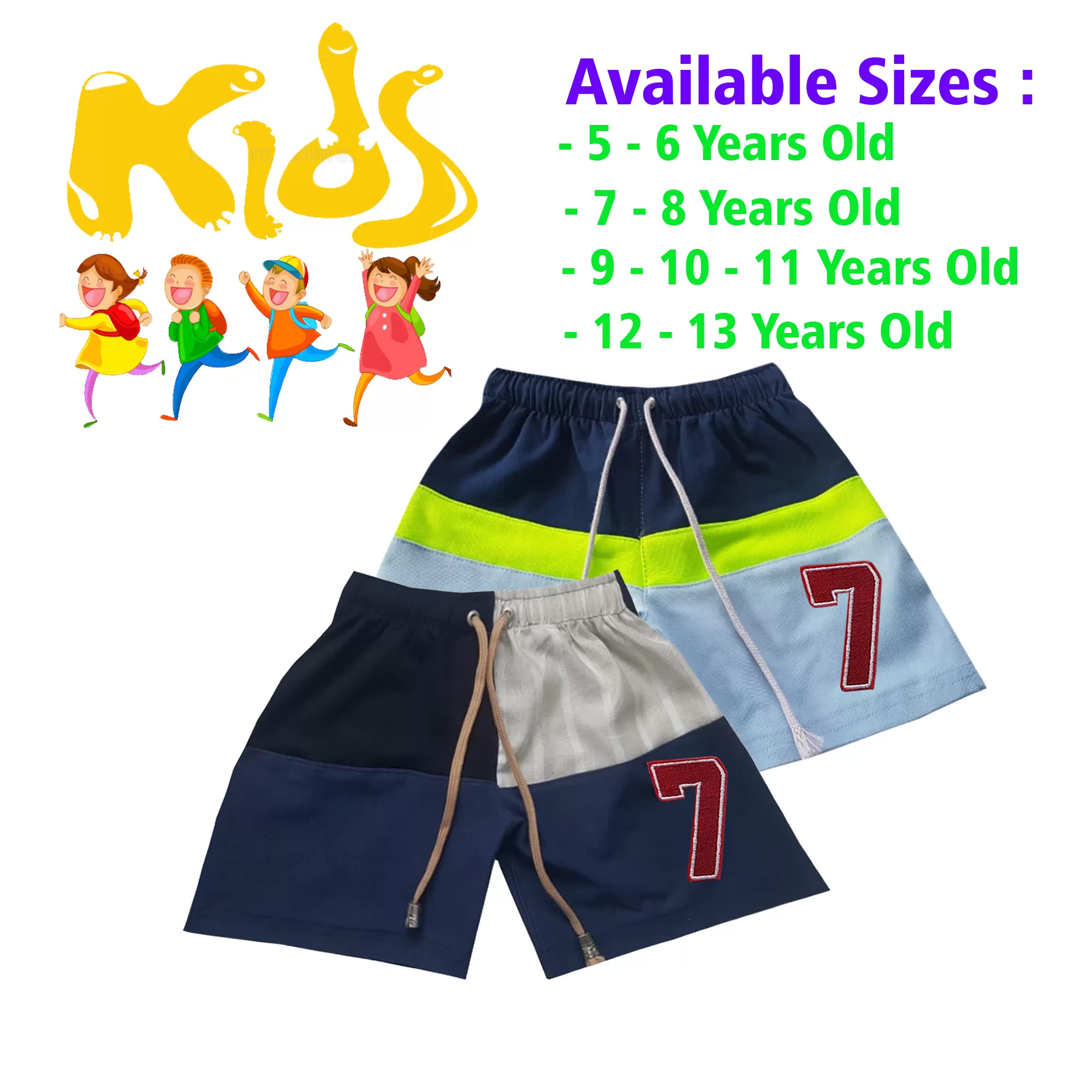 5-6 yrs Unisex Kids Boy & Girl Cotton Short - 2 PACK