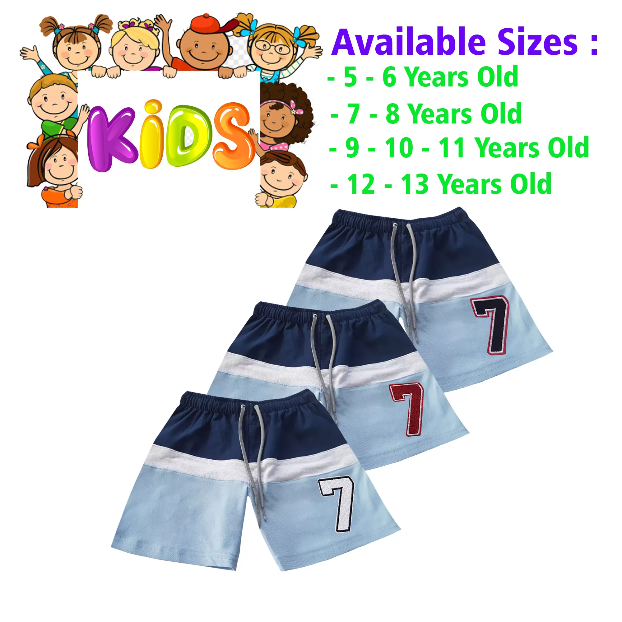10-11 yrs Unisex Kids Boy & Girl Cotton Short - 3PCs - image 1