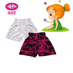3-4 yrs AHF   Kid Girl Frill Viscose Short - 2 Pack