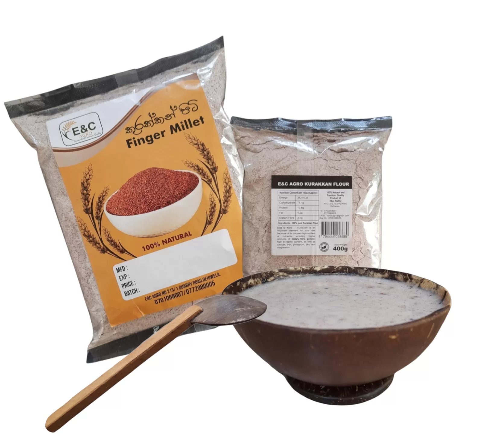E&C Agro Kurakkan Flour with Porridge Bowl & Spoon - image 2