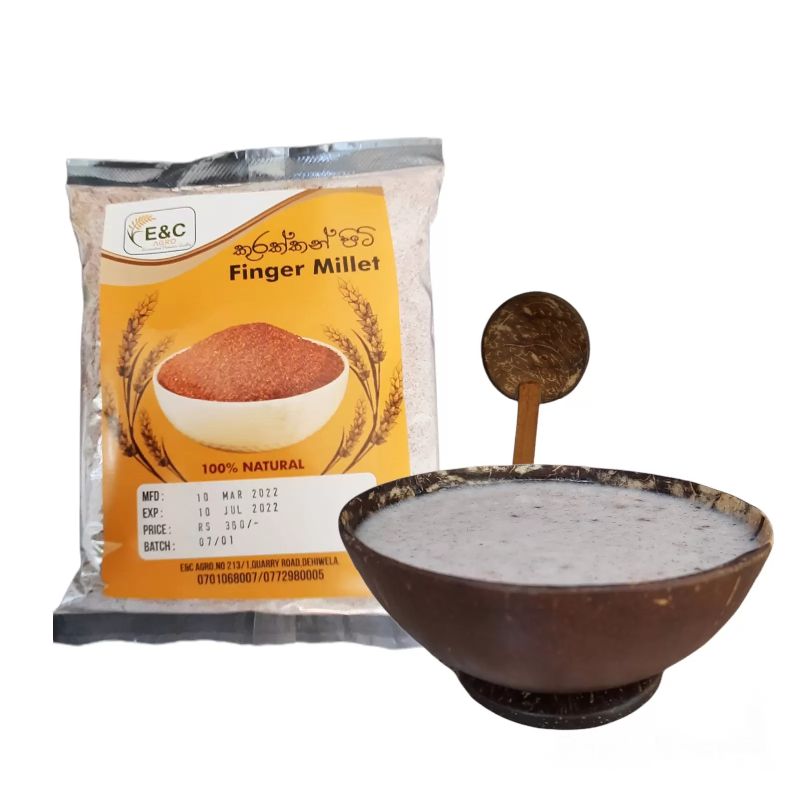 E&C Agro Kurakkan Flour with Porridge Bowl & Spoon - image 3