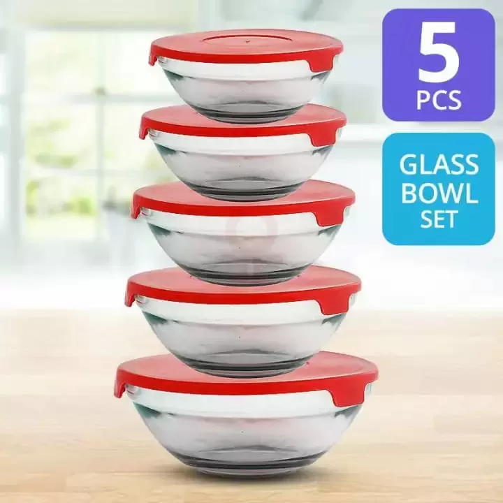 RED CHERRY 5 PIECE BOWL SET Random color
