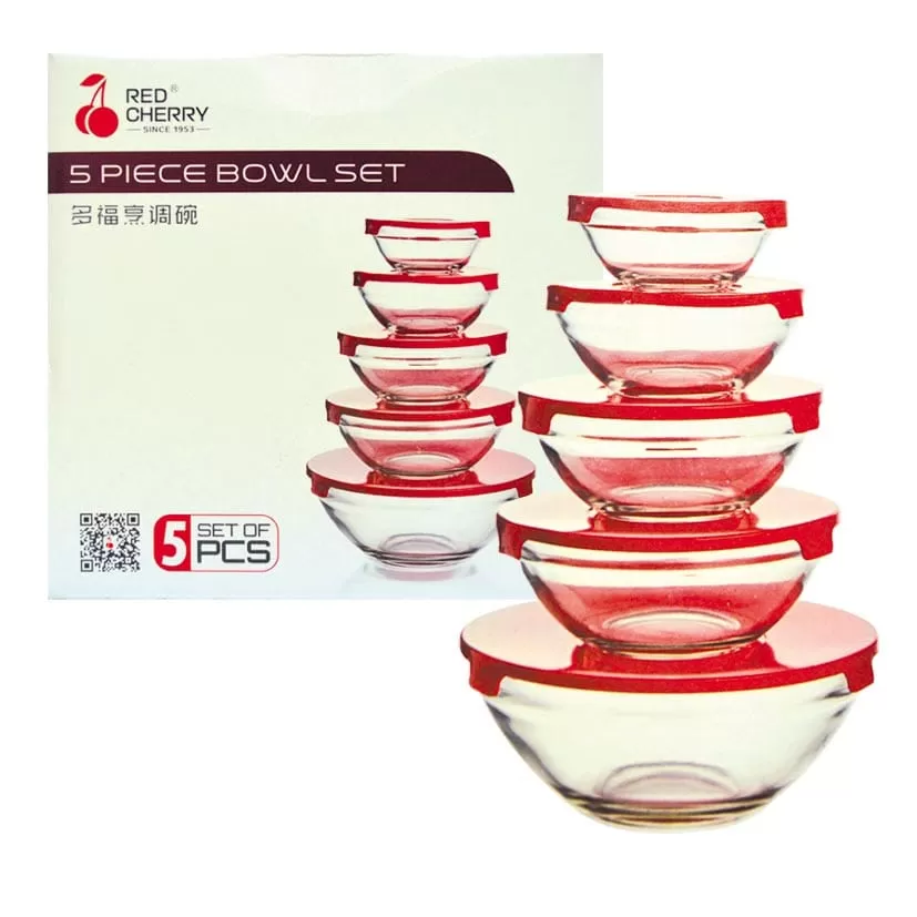 RED CHERRY 5 PIECE BOWL SET Random color - image 3