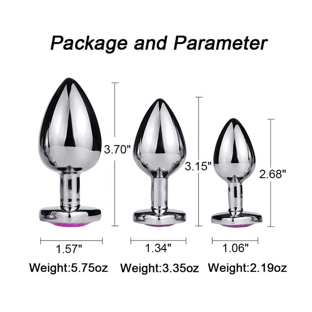 three Size Anal butt Plug Heart shape set sex toy - image 2