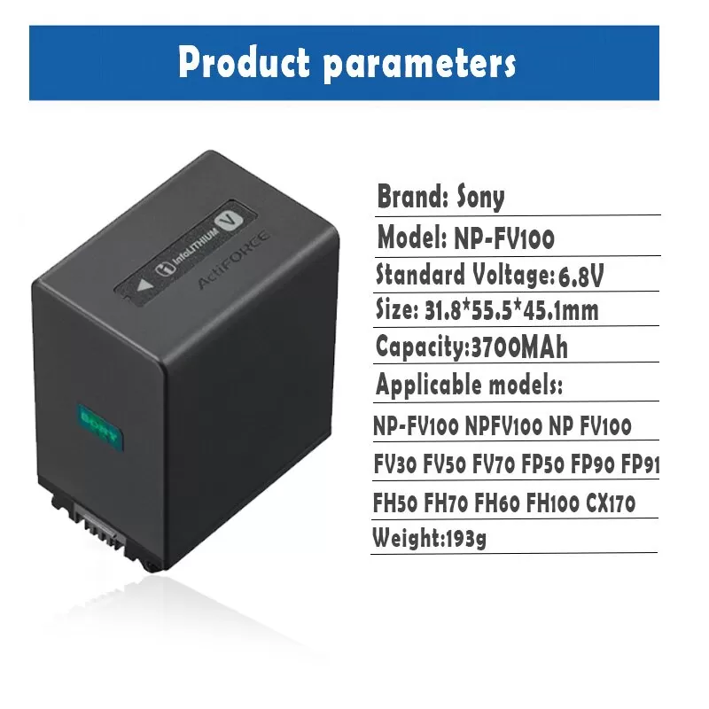 Sony NP-FV100 NPFV100 camera battery - image 4