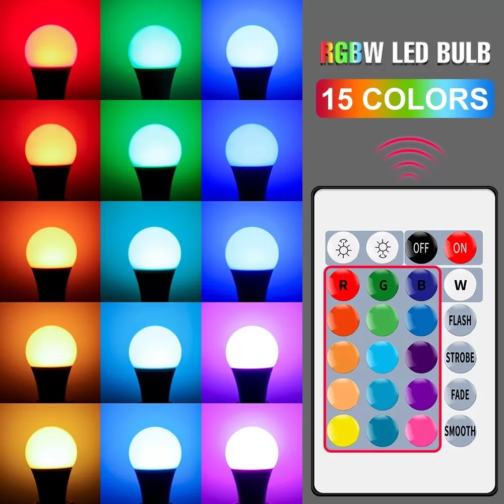 7W Led RGB Bulb with 16 Colors Adjustable + Remote - image 3