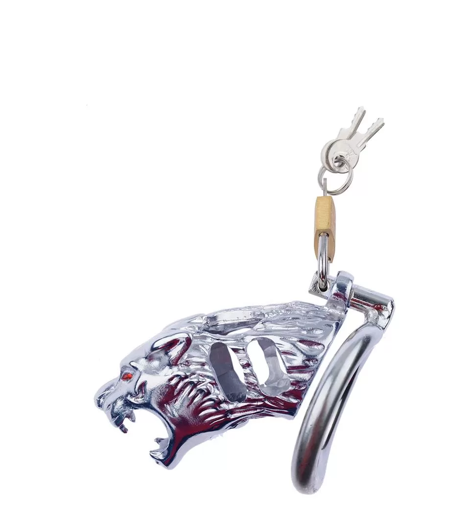 Lion face stainless steel chastity cage bdsm sex toy - image 3
