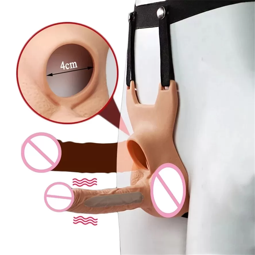 double penetration strap on with vibrator sex toy - image 2