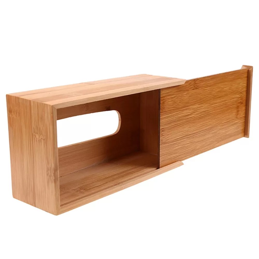 Bamboo Tissue Box Container Multifunction Pumping Tray - image 2