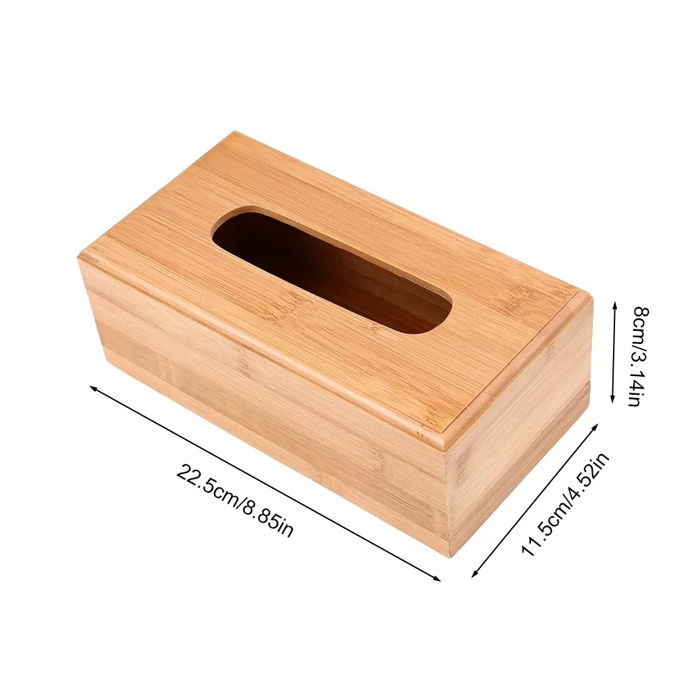 Bamboo Tissue Box Container Multifunction Pumping Tray - image 4