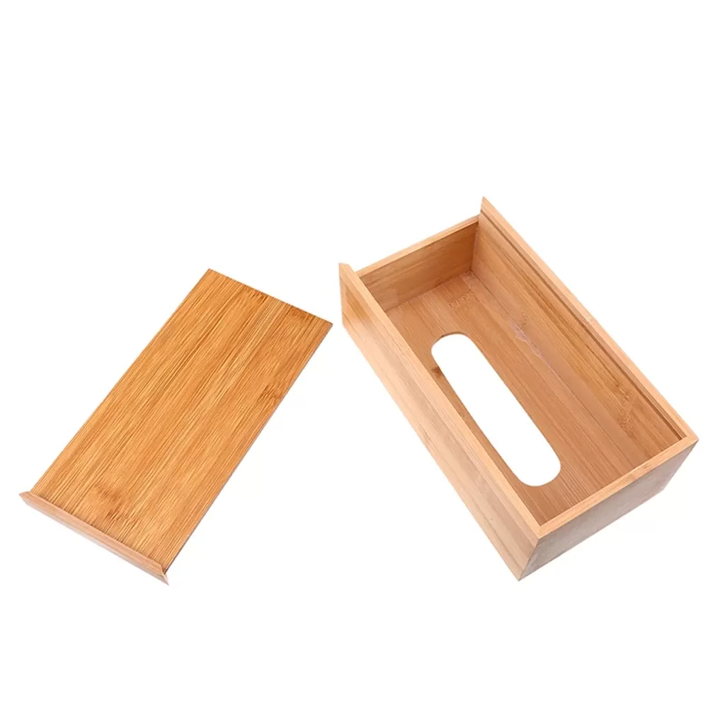 Bamboo Tissue Box Container Multifunction Pumping Tray - image 5