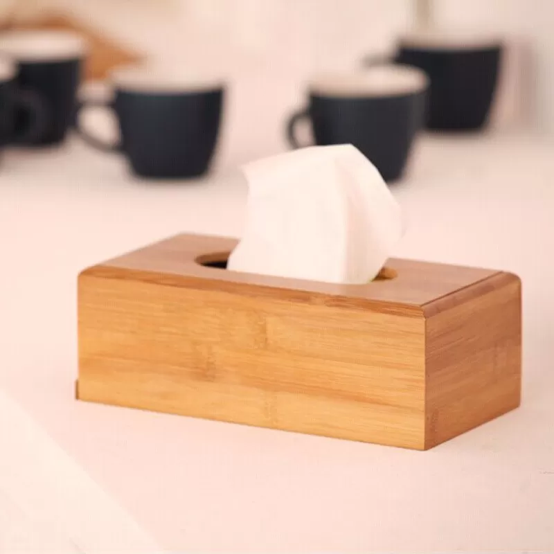 Bamboo Tissue Box Container Multifunction Pumping Tray - image 7