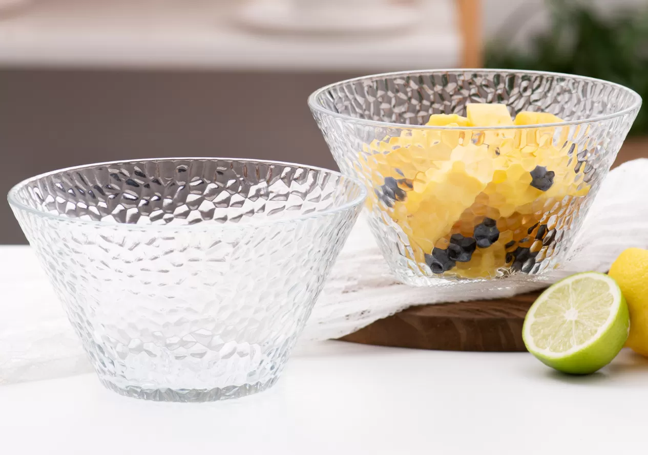 Lovwish Embossed Glass Fruit Salad Bowl 800ml