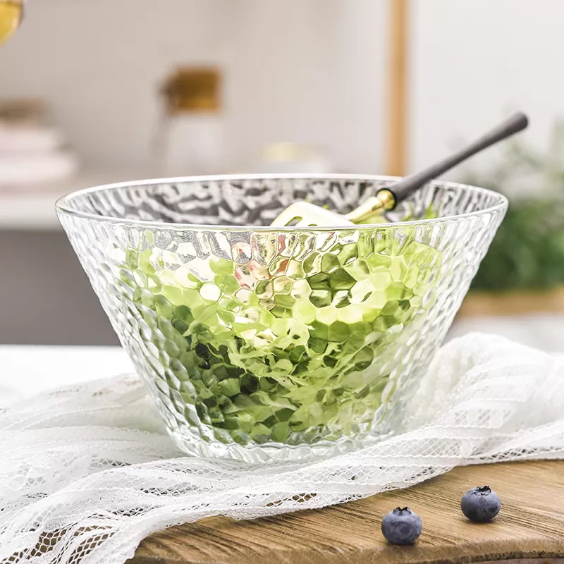 Lovwish Embossed Glass Fruit Salad Bowl 800ml - image 3