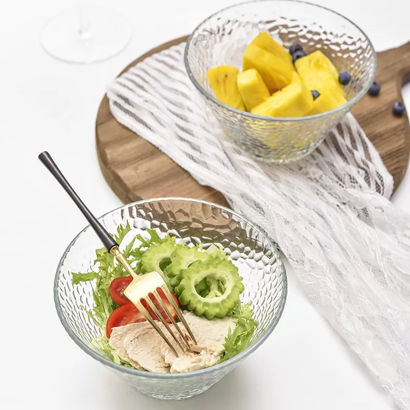 Lovwish Embossed Glass Fruit Salad Bowl 800ml - image 5