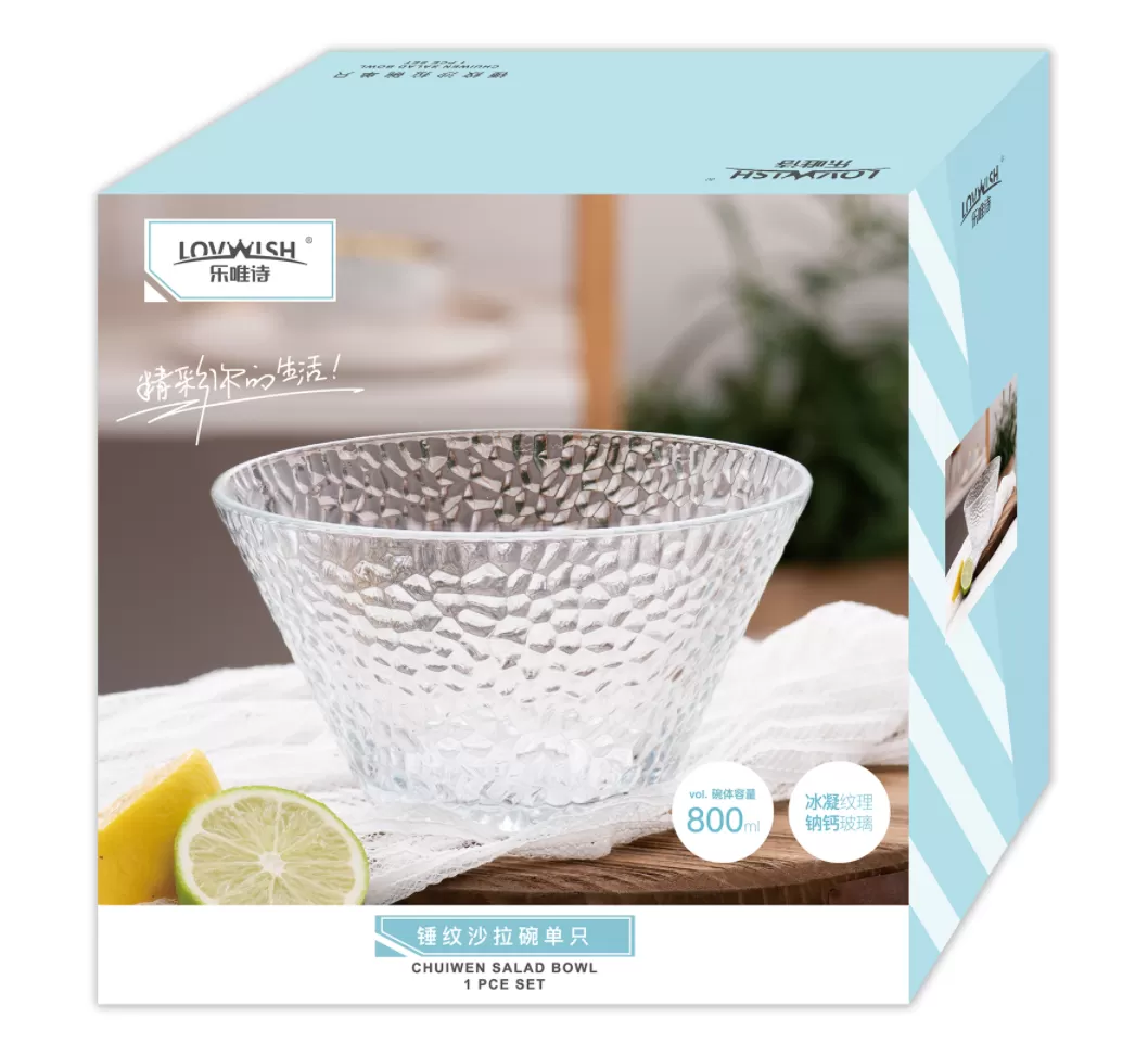 Lovwish Embossed Glass Fruit Salad Bowl 800ml - image 6