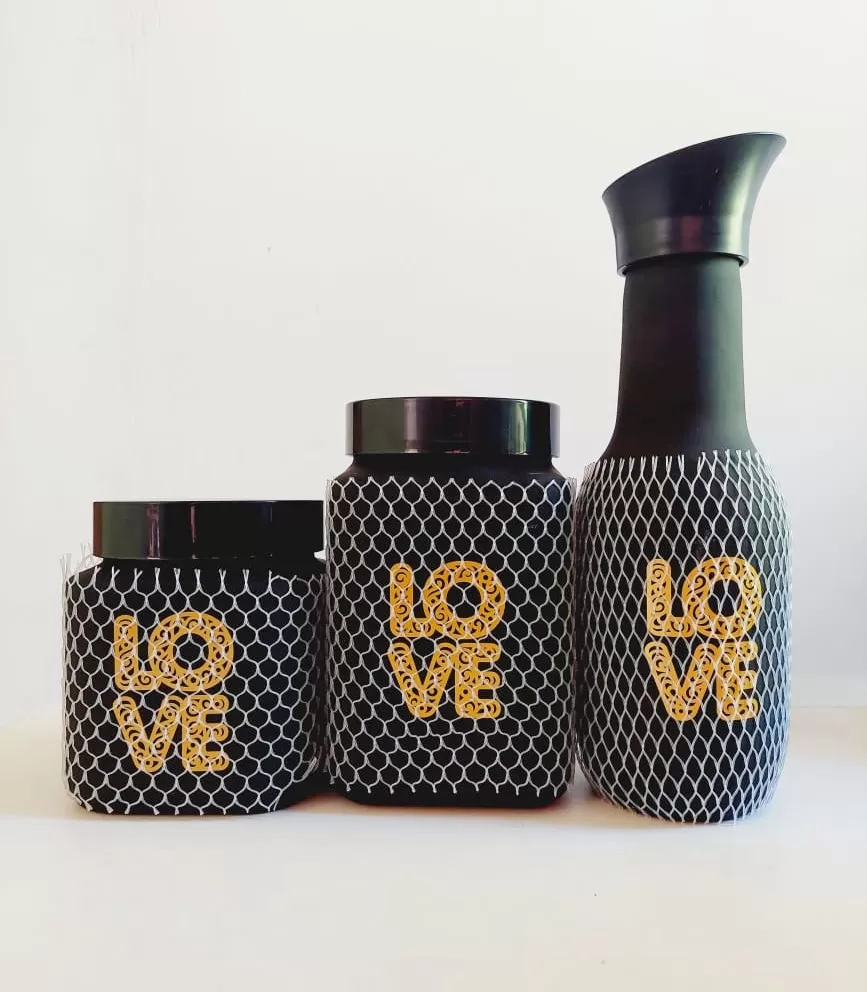 Herevin Glass Decorated Canister Set 3Pcs - image 4