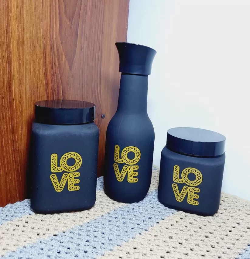 Herevin Glass Decorated Canister Set 3Pcs - image 5
