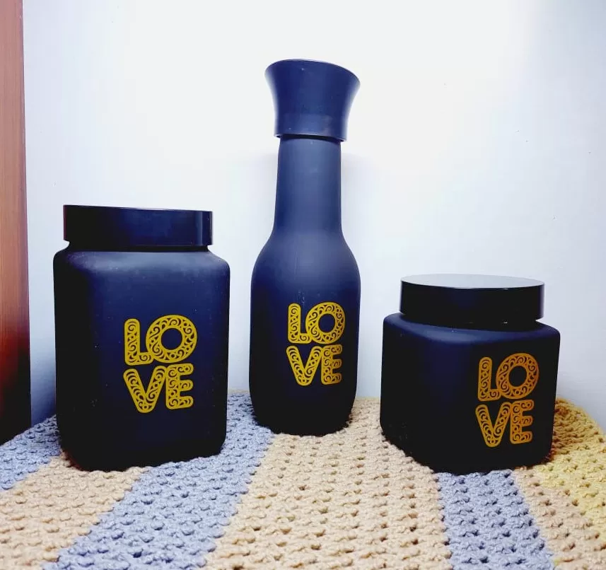 Herevin Glass Decorated Canister Set 3Pcs - image 6
