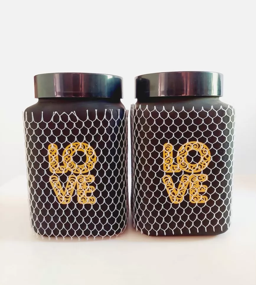 Herevin Glass Square Decorated Canister 1500ml 1Pcs - image 2