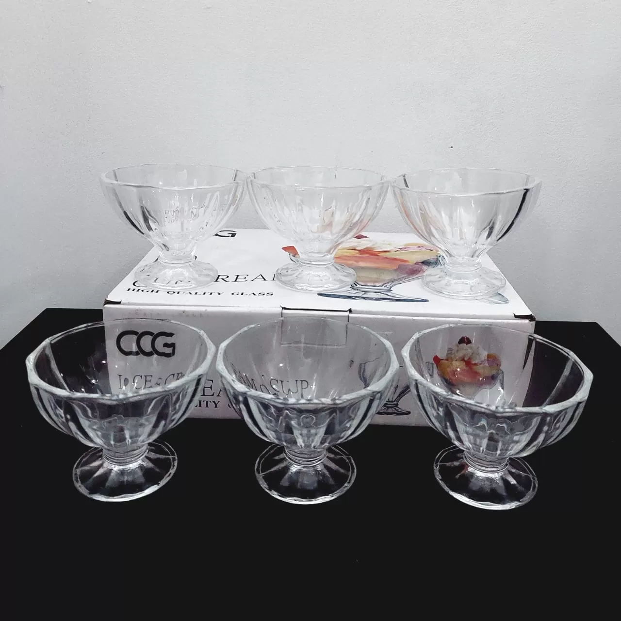 OOG Ice Cream Cup Glass Set 150ml 6Pcs Pudding Mousse - image 3