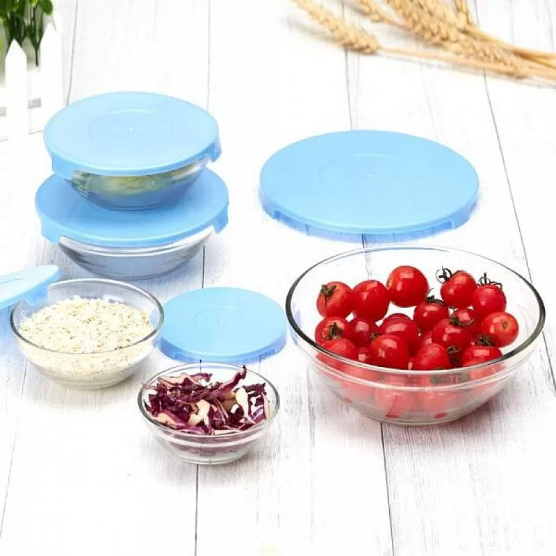Red Cherry Glass Bowl Set 5Pcs Microwave Safe With Lid - image 6