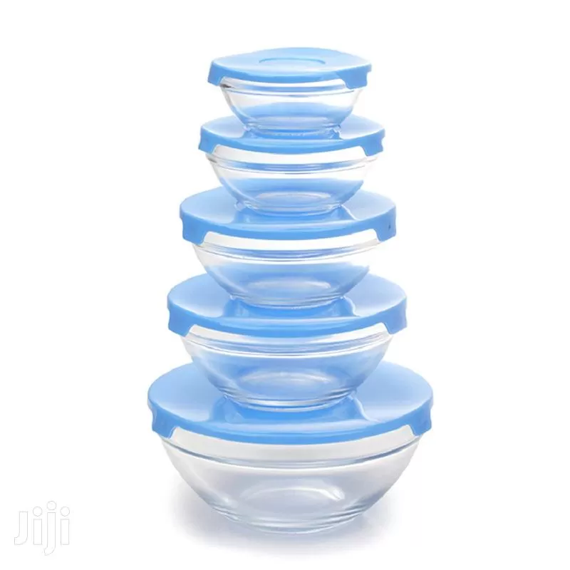 Red Cherry Glass Bowl Set 5Pcs Microwave Safe With Lid - image 7