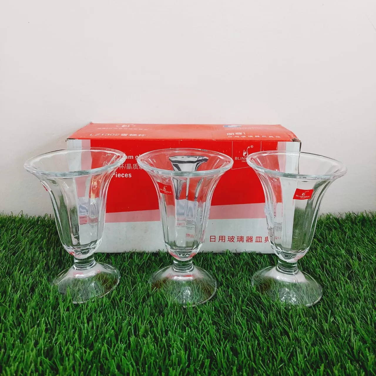 Bilnkmax Ice Cream Cup Glass Set 3Pcs Pudding Mousse - image 2