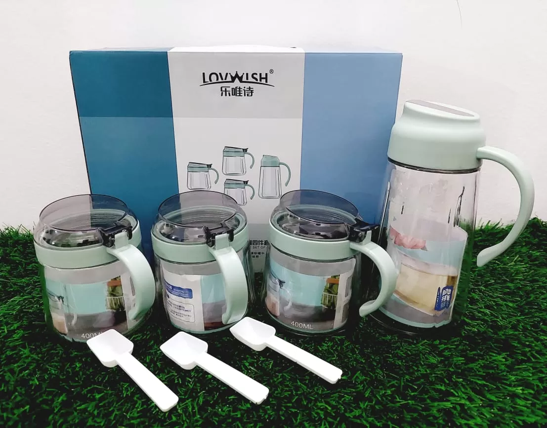 Lovwish Glass Oil Pot Set 4Pcs Sauce Jar  - image 5