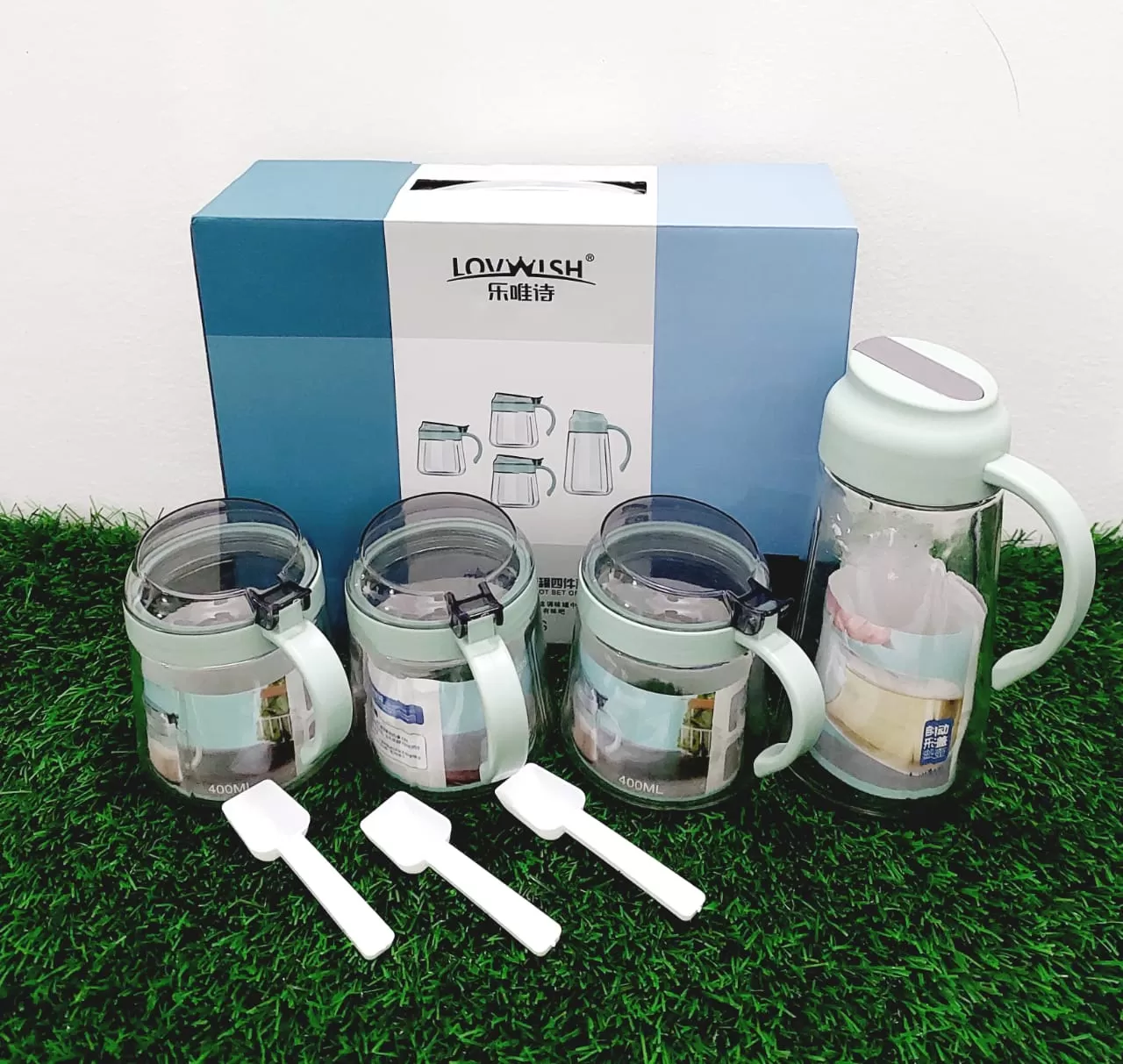 Lovwish Glass Oil Pot Set 4Pcs Sauce Jar  - image 8