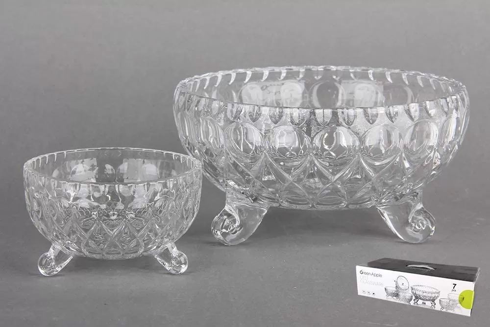 Deli Green Apple Mold 7pcs Glass Bowl Set