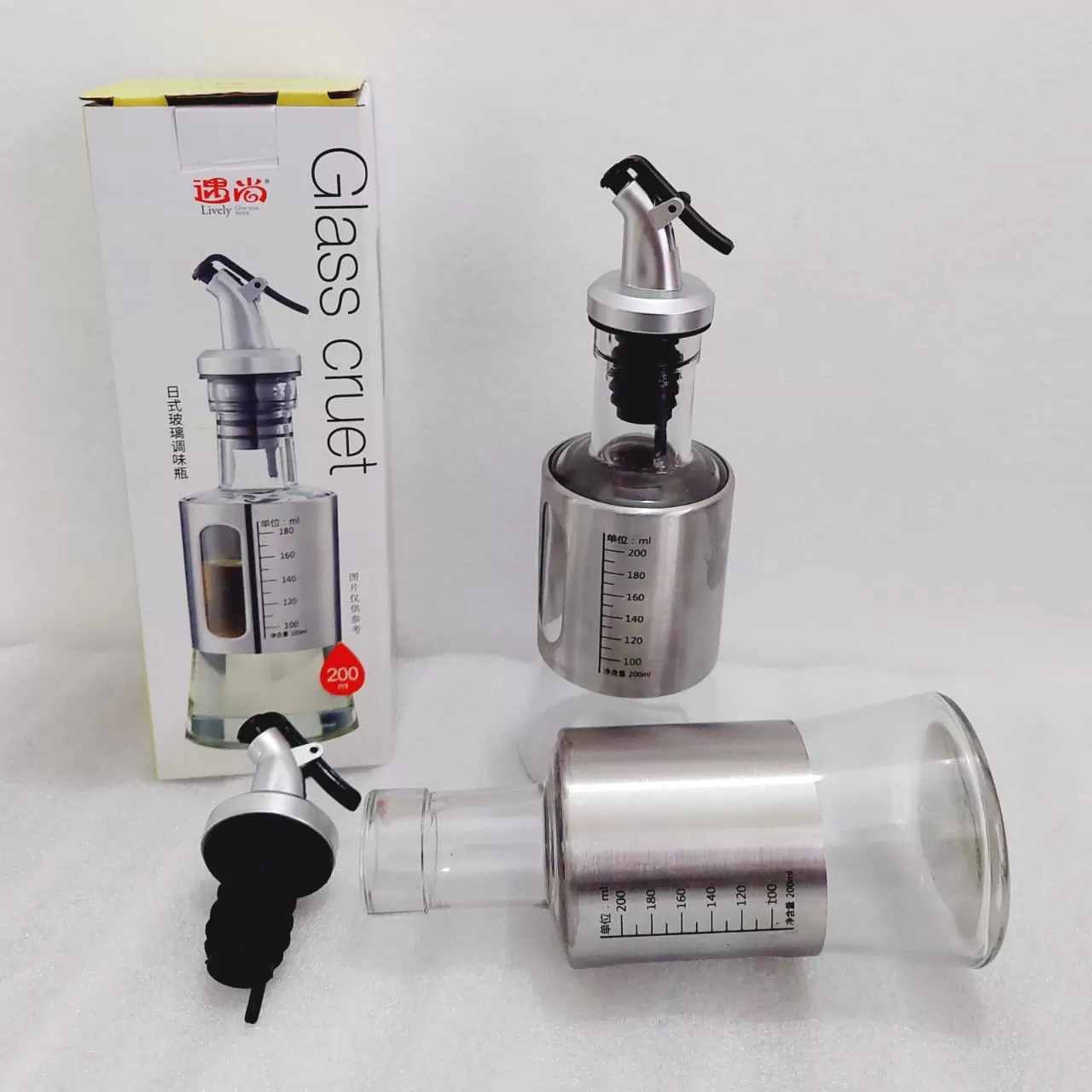 Oil Dispenser Bottle 200ml Glass Vinegar Cruet Olive Oil - image 4