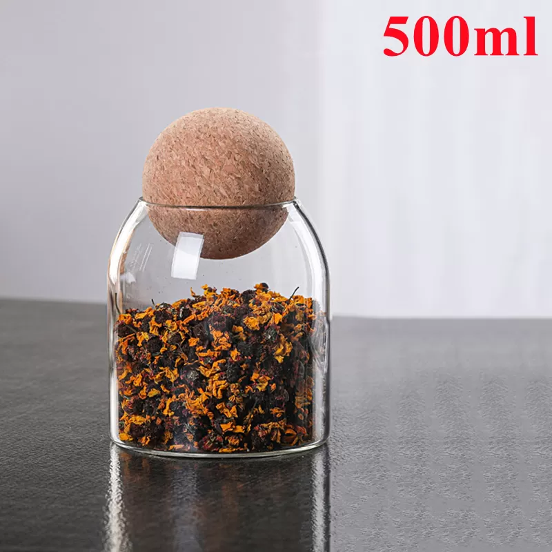 Glass Jars 1Pcs Storage Food Jars with Wood Lid 500ml - image 3
