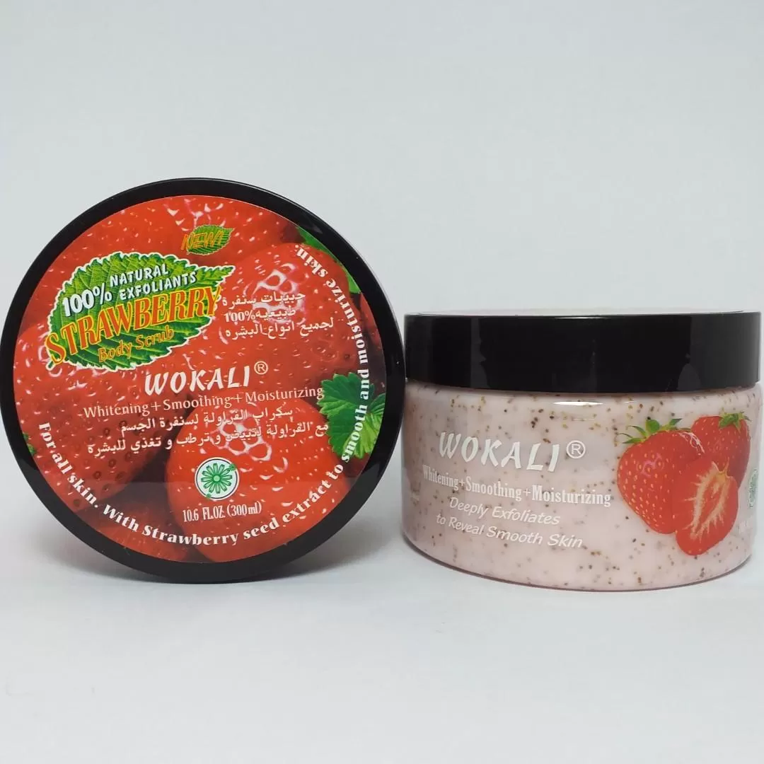 Wokali Strawberry Face & Body Scrub 300ml Moisturizing - image 3